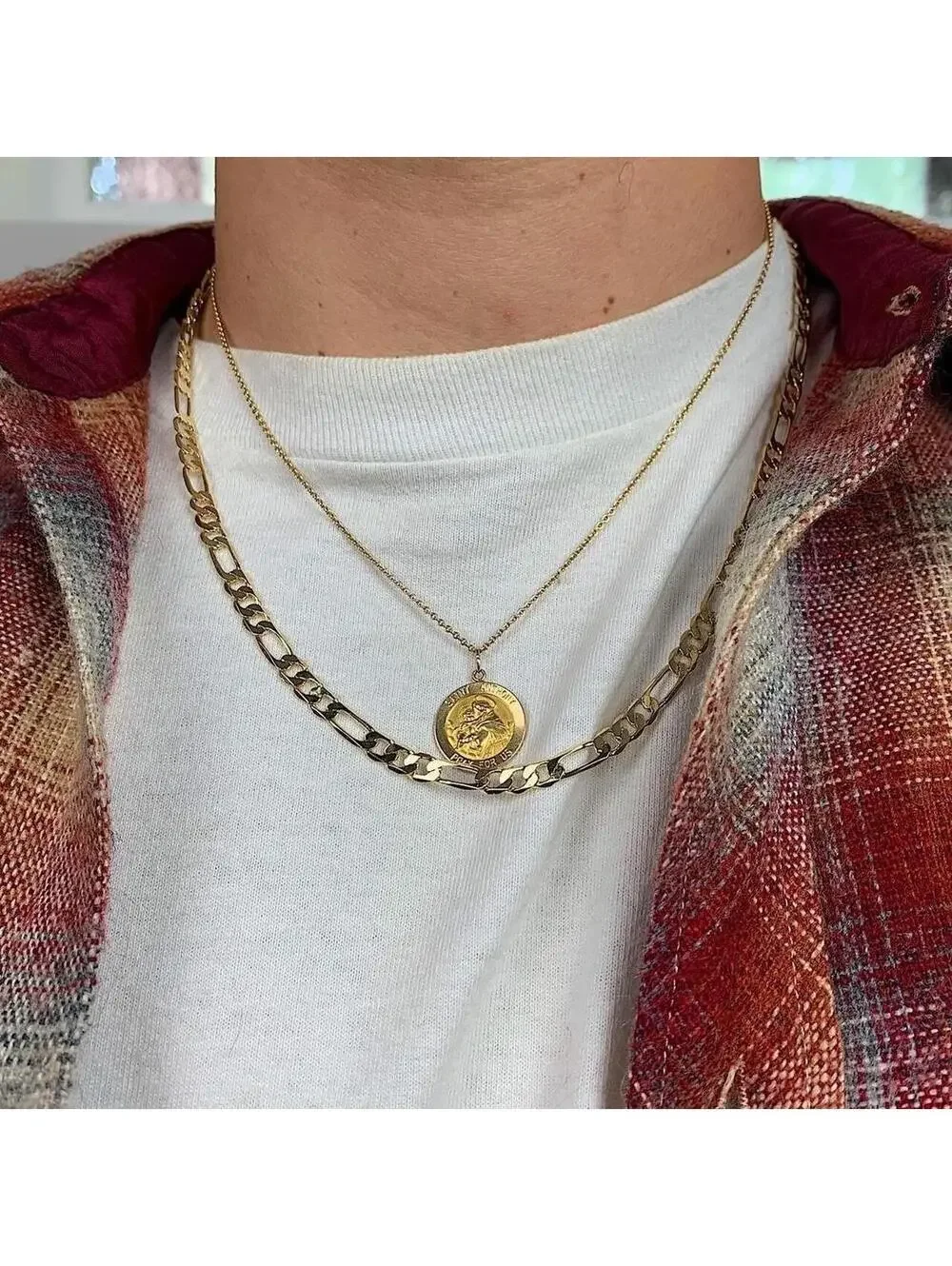 Y2k Vintage style Figaro Chain Gold Plated Stainless Steel high quality. Great